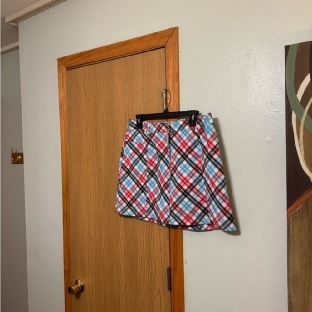 Slazenger "Dublin" Size 8 Multi-Color w/Plaid Print Knee-Length Skort - EUC